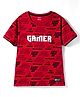 Smarty Boys Knitted Half Sleeves T-Shirt with Gaming Print - Red
