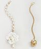 Lime By Manika Set Of 2 Beads Pearl Stone Embellished Floral Applique Detailed Maang Teekas - White & Golden