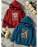 Cutiekins Fleece Knit Pack Of 2 Full Sleeves Soccer & Dinosaur  Printed Light Winter Hoodie - Teal & Maroon