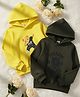 Cutiekins Fleece Knit Pack Of 2 Full Sleeves Teddy & College League Text Printed Light Winter Hoodies - Yellow & Mehendi Green