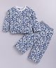M'andy Fleece Knit Full Sleeves Floral Printed Winter Sweatshirt & Joggers Set - Blue