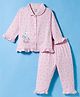 CUCUMBER Knitted Full Sleeves Co-ords Night Suit With Horse Print - Pink