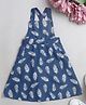 The Magic Wand Denim Woven Sleeveless Leaves Printed Halter Neck Pinafore Dress - Indigo Blue