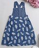 The Magic Wand Denim Woven Sleeveless Polka Dots & Leaves Printed Pinafore Dress - Indigo Blue