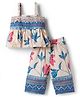 Twetoons Woven Sleeveless Top & Pant Co Ord Set with Floral Print - Blue