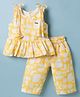 Twetoons Woven Sleeveless Co-ords Top & Pant Set with Abstract Print - Yellow