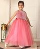 Toy Balloon kids Net Woven Sleeveless Rose Applique Detailed Glittered Gown - Rose Pink