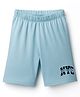 Kookie Kids Single Jersey Knit Shorts with Text Print - Light Blue