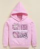 Biskid Cotton Knit Full Sleeves Keep On Shining Text Printed Hooded Sweatshirt - Pink