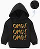 KAVEE Cotton Fleece Knit Full Sleeves Omg Text Printed Light Winter Hooded Sweatshirt - Black