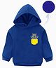KAVEE Cotton Fleece Knit Full Sleeves Animal Printed Light Winter Hooded Sweatshirt - Royal Blue