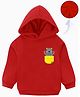 KAVEE Cotton Fleece Knit Full Sleeves Animal Printed Light Winter Hooded Sweatshirt - Red