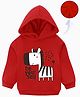 KAVEE Cotton Fleece Knit Full Sleeves Be Yourself Text Zebra Printed Light Winter Hooded Sweatshirt - Red