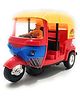 VELLIQUE Battery Operated Bump & Go Tricycle Auto Rickshaw Toy with Flashing Lights IC Sound Driver Figure for Kids 3+ - COLOR MAY VARY