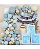 Decor Mantra One Alphabet Balloon Box With Latex Balloon for 1st Birthday, Anniversary Decoration Kit, Baby Girls & Boys shower Combo Items 30 Balloons & Glue Dots (Pack of 34, Blue)