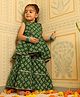 Bolly Lounge Cotton Tencel Blend Woven Sleeveless Floral Printed Kurti With Sharara Set - Green
