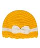Little Ginnie Woollen Knit Bow Applique Detailed Beanie Cap - Yellow - Circumference 23 Cms