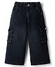 Olio Kids Denim Woven Full Length Solid Jeans With Cargo Pockets - Navy Blue