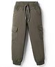Olio Kids Cotton Woven Full Length Solid Trouser - Olive Green