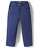 Olio Kids Cotton Woven Full Length Solid Trouser - Navy Blue