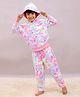 Little Ginnie Fleece Woven Full Sleeves Tie Dye Hooded Sweatshirt & Pant Set - Multi Colour