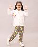 Little Ginnie Cotton Woven Full Sleeves Bird Printed Night Suit Set - Multi Colour