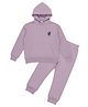 Little Ginnie Fleece Woven Full Sleeves  Cartoon Printed Hoodie & Pant Set - Purple