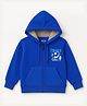 KUCHIPOO Fleece Knit Full Sleeves Soccer Game Text Printed Light Winter Hooded Jacket - Blue