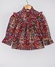 Hugsntugs Cotton Woven Full Sleeves Paisley Printed Frill Detailed Top - Brown