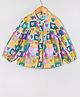 Hugsntugs Cotton Woven Full Sleeves Hearts Printed Top - Multi Colour