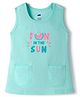 Simply Sinker Knit Sleeveless Frock With Text Print - Mint