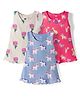 Simply Sinker Knit Sleeveless Frocks with Unicorn & Floral Print Pack of 3 - Pink Blue & Cream