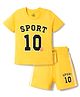 Doodle Poodle 100% Cotton Single Jersey Knit Half Sleeves T-Shirt & Shorts Set with Sport Print - Yellow