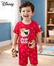 Babyhug Disney Single Jersey Knit Half Sleeves Shorts Night Suit With Chip N Dale Graphics - Red