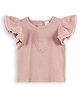 JusCubs Cotton Knit Half Sleeves Heart Patch Detailed Top - Pink