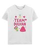 Zeezeezoo 100% Cotton Knit Wedding Theme Half Sleeves Team Dulhan Text Printed Tee - White