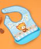 Yellow Bee Baby Feeding Bib With Cartoon Teddy Design & Food Catcher - Light Blue