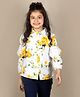 Cutiekins Woven Full Sleeves Floral Printed Top - White & Yellow