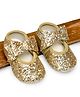 Daizy Bow Applique Detailed & Glittered Booties -  Gold