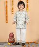 Polka Tots Cotton Woven Full Sleeves Vehical Printed Kurta Pyjama Night Suit Set - Multi Colour
