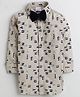 Polka Tots Cotton Woven Full Sleeves Alphabets Printed Shirt With Bow - Cream