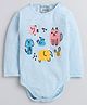 Polka Tots Cotton Knit Full Sleeves Animal Printed Onesie  - Blue