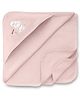 Pink Rabbit Knit Hooded Wrapper With Bear Embroidery  L 82 x B 82 cm - Rose Gold