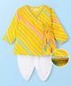 Teentaare Cotton Woven Full Sleeves Striped Kurta Dhoti Set - Yellow