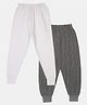 DOLLAR Cotton Blend Knit Pack Of 2 Striped Thermal Pants - Charcoal Mel & Off White