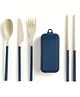 THE LITTLE LOOKERS Kids Reusable Travel Utensil Set with Case | Spoon, Fork, Knife & Chopsticks | Portable Lightweight Cutlery for School Lunch, Camping, Picnic & Travel (NavyBlue)