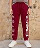 Pine Kids Looper Knit Full Length Lounge Pant With Unstoppable Print - Dark Red