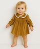 Spool Junior Cotton Woven Full Sleeves Lace Detailed Dress - Camel