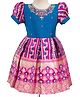 Enfance Half Puffed Sleeves Beads Sequins & Stone Embellished Banarasi Style Printed Pleated Pattu Pavdai Knee Length Dress - Rani