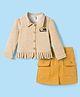 Enfance Full Sleeves Ruffles Detailed Shirt Style Top With Skirt Set - Mustard